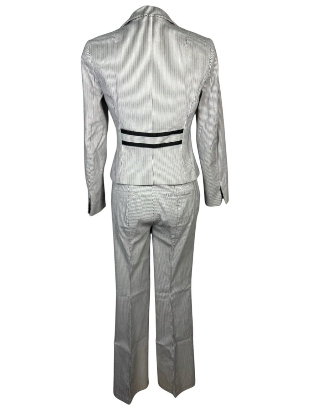 Nanette Lepore Black White Pinstripe Seersucker Career Suit Set 2 Piece Size 6 - Picture 8 of 13